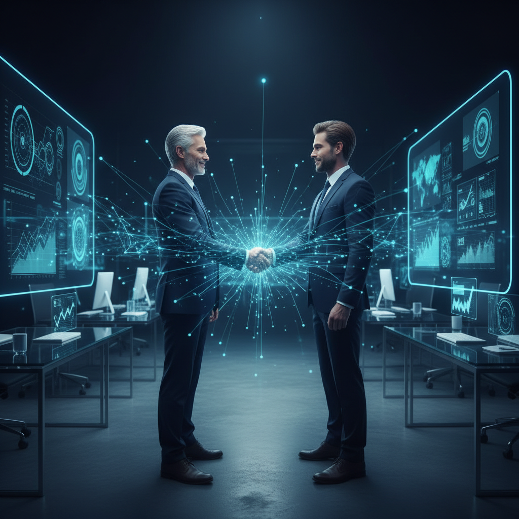 Business professionals shaking hands in partnership